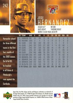 2004 Upper Deck First Pitch #242 Jose Hernandez Back