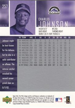 2004 Upper Deck First Pitch #257 Charles Johnson Back