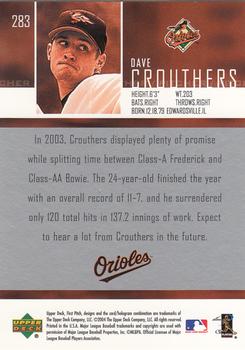 2004 Upper Deck First Pitch #283 Dave Crouthers Back