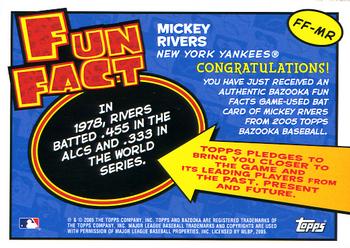 2005 Bazooka - Fun Facts Relics #FF-MR Mickey Rivers Back
