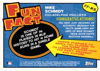 2005 Bazooka - Fun Facts Relics #FF-MS Mike Schmidt Back