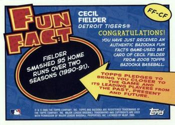 2005 Bazooka - Fun Facts Relics #FF-CF Cecil Fielder Back