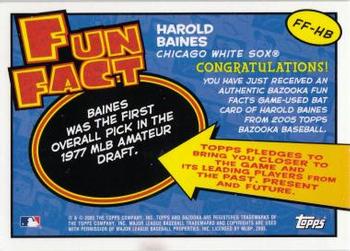 2005 Bazooka - Fun Facts Relics #FF-HB Harold Baines Back