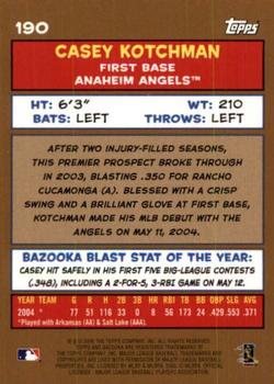 2005 Bazooka - Gold Chunks #190 Casey Kotchman Back