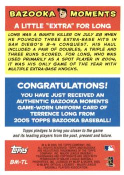 2005 Bazooka - Moments Relics #BM-TL Terrence Long Back