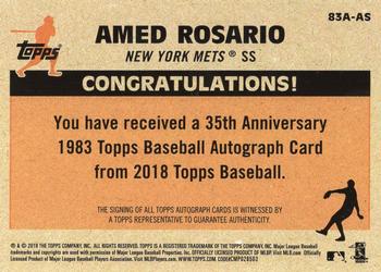 2018 Topps - 1983 Topps Baseball 35th Anniversary Autographs (Series Two) #83A-AS Amed Rosario Back