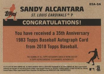 2018 Topps - 1983 Topps Baseball 35th Anniversary Autographs (Series Two) #83A-SA Sandy Alcantara Back