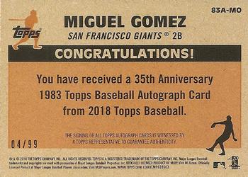 2018 Topps - 1983 Topps Baseball 35th Anniversary Autographs Black (Series Two) #83A-MO Miguel Gomez Back