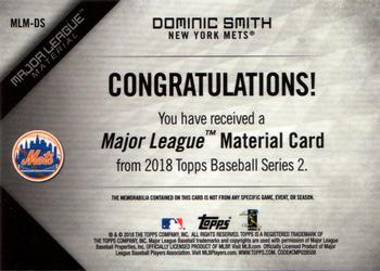 2018 Topps - Major League Material Relics (Series 2) #MLM-DS Dominic Smith Back