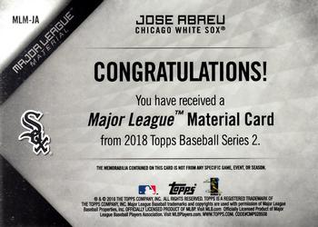 2018 Topps - Major League Material Relics (Series 2) #MLM-JA Jose Abreu Back
