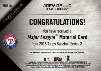 2018 Topps - Major League Material Relics (Series 2) #MLM-JG Joey Gallo Back