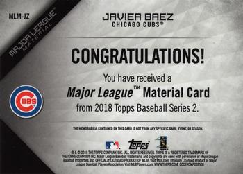 2018 Topps - Major League Material Relics (Series 2) #MLM-JZ Javier Baez Back