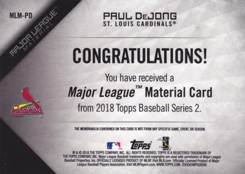 2018 Topps - Major League Material Relics (Series 2) #MLM-PD Paul DeJong Back
