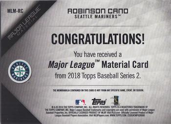 2018 Topps - Major League Material Relics (Series 2) #MLM-RC Robinson Cano Back