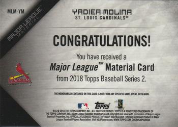 2018 Topps - Major League Material Relics (Series 2) #MLM-YM Yadier Molina Back