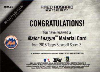 2018 Topps - Major League Material Relics Black (Series 2) #MLM-AR Amed Rosario Back