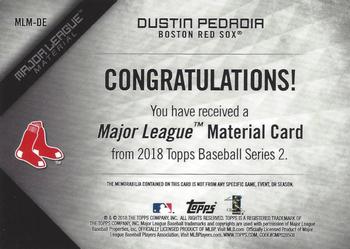 2018 Topps - Major League Material Relics Black (Series 2) #MLM-DE Dustin Pedroia Back