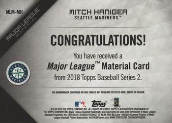 2018 Topps - Major League Material Relics Black (Series 2) #MLM-MH Mitch Haniger Back