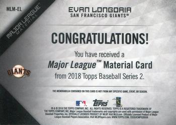 2018 Topps - Major League Material Relics Red (Series 2) #MLM-EL Evan Longoria Back