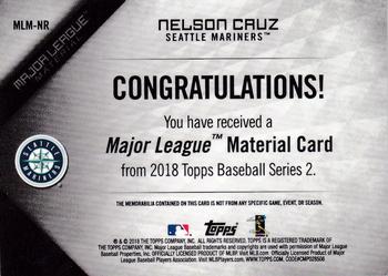 2018 Topps - Major League Material Relics Red (Series 2) #MLM-NR Nelson Cruz Back
