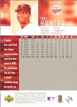 2004 Upper Deck - High Gloss #112 Torii Hunter Back