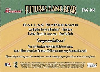 2005 Bowman - Futures Game Gear Jersey Relics #FGG-DM Dallas McPherson Back
