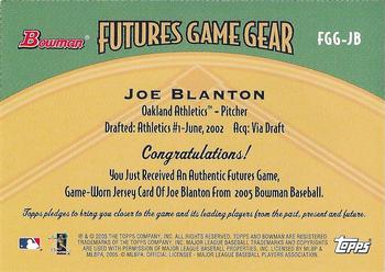 2005 Bowman - Futures Game Gear Jersey Relics #FGG-JB Joe Blanton Back