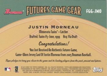 2005 Bowman - Futures Game Gear Jersey Relics #FGG-JMO Justin Morneau Back