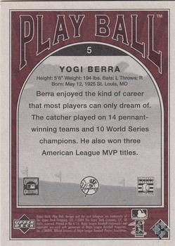 2004 Upper Deck Play Ball #5 Yogi Berra Back