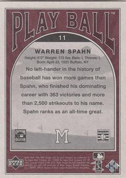 2004 Upper Deck Play Ball #11 Warren Spahn Back
