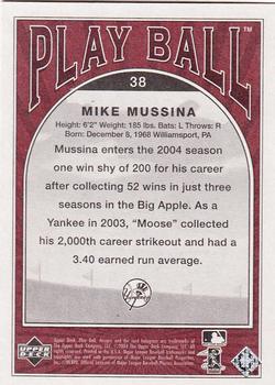 2004 Upper Deck Play Ball #38 Mike Mussina Back