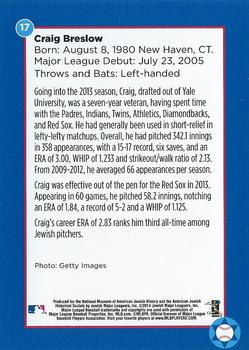 2014 Jewish Major Leaguers Update Edition #17 Craig Breslow Back