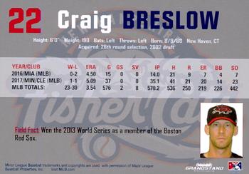 2018 Grandstand New Hampshire Fisher Cats #NNO Craig Breslow Back