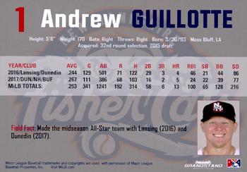 2018 Grandstand New Hampshire Fisher Cats #NNO Andrew Guillotte Back