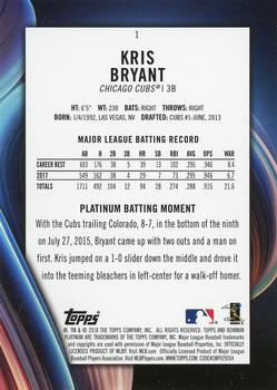 2018 Bowman Platinum #1 Kris Bryant Back