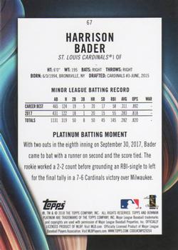 2018 Bowman Platinum #67 Harrison Bader Back