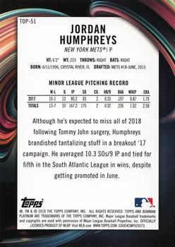 2018 Bowman Platinum - Top Prospects #TOP-51 Jordan Humphreys Back