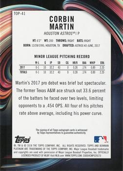 2018 Bowman Platinum - Top Prospects Autographs Green #TOP-41 Corbin Martin Back