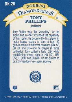 1992 Donruss - Diamond Kings #DK-25 Tony Phillips Back
