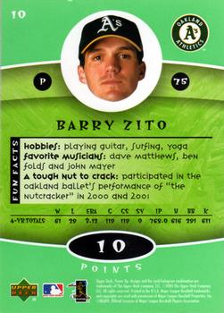 2004 Upper Deck Power Up #10 Barry Zito Back