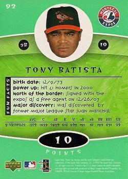 2004 Upper Deck Power Up #92 Tony Batista Back