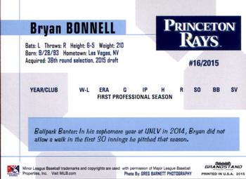 2015 Grandstand Princeton Rays #NNO Bryan Bonnell Back