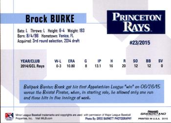 2015 Grandstand Princeton Rays #NNO Brock Burke Back