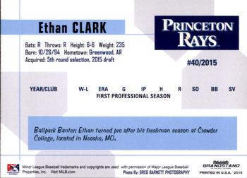 2015 Grandstand Princeton Rays #NNO Ethan Clark Back
