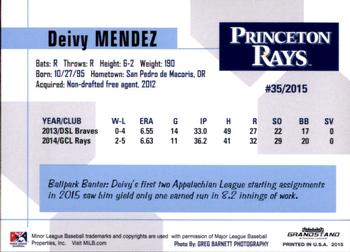 2015 Grandstand Princeton Rays #NNO Deivy Mendez Back