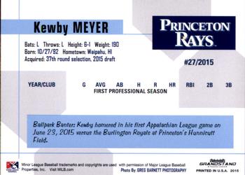 2015 Grandstand Princeton Rays #NNO Kewby Meyer Back