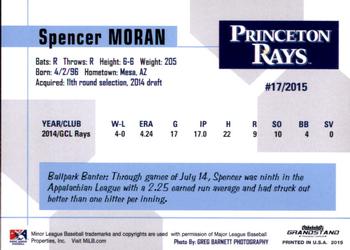 2015 Grandstand Princeton Rays #NNO Spencer Moran Back