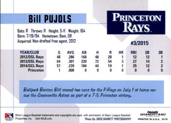 2015 Grandstand Princeton Rays #NNO Bill Pujols Back