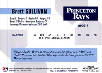 2015 Grandstand Princeton Rays #NNO Brett Sullivan Back