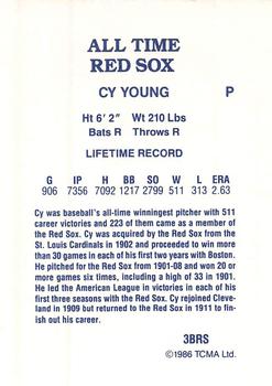 1986 TCMA All-Time Boston Red Sox - Color #3BRS Cy Young Back